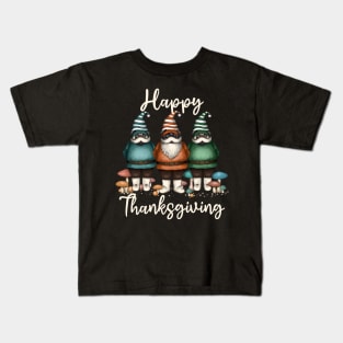 Gnome Pug Happy Thanksgiving Kids T-Shirt